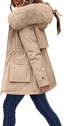 Kadın Artı Boyutu Günlük Kış Ceket Yaka Yaka Uzun Kollu Ceket Vintage Kalınlaşmak Ceket Ceket Zip up Yün Ceket Kadın