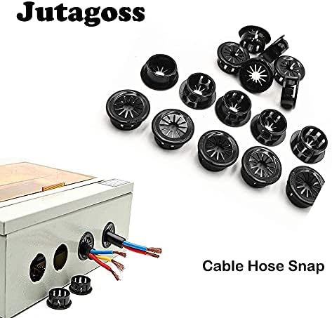 Jutagoss 0.75 Naylon Yapış Burç, 30 ADET Plastik Grommets, Siyah EHR - 19 Monte Kablo Grommet Koruyucu, Petal Şekilli Toka