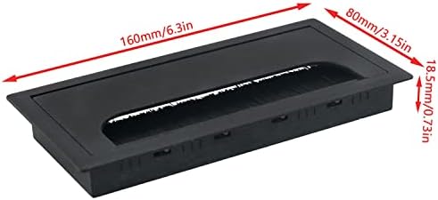 Kablo Grommet MTQY 80x160mm Siyah ABS Plastik Dikdörtgen Tel Kablo Grommet Delik Kapağı Bilgisayar Masası için masa