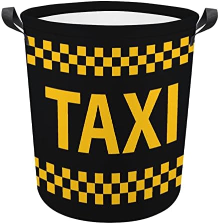Taksi Logo çamaşır sepeti Katlanabilir Uzun Boylu Giysi Sepeti Kolları ile saklama çantası