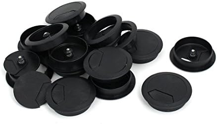 uxcell ® Bilgisayar Masası 60mm çap Yuvarlak Grommet Plastik Tel Kablo Deliği Siyah 15 adet kapakları