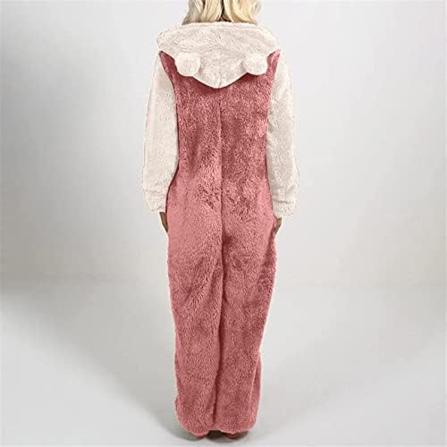 Unisex Yetişkin Onesies Pijama Kadın Artı Boyutu Uzun Kollu Tulum Onesies Pijama Polar Fermuar Pijama Loungewear