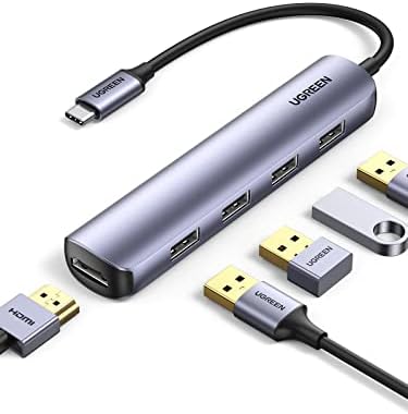 UGREEN USB C Hub HDMI Adaptörü, 4K 30Hz USB C'den USB Adaptörüne USB C Hub'lı Paket, 6'sı 1 arada USB C'den USB Adaptörüne,