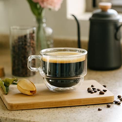 BTaT İstiflenebilir Yalıtımlı Kahve Kupaları, 4 Paket 12 oz(350 ml), Sıcak ve Soğuk İçecekler için İdeal, İstiflenebilir