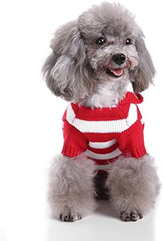 S-Lifeeling Kırmızı ve Beyaz Çizgili Köpek Kazak Tatil Cadılar Bayramı Noel Evcil Hayvan Giysileri Yumuşak Rahat Köpek Giysileri