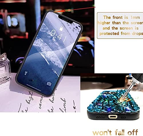 Iphone 13 için Walaıvgne kadınlar için kılıf, 3D Glitter Sparkle Kristal Rhinestone Elmas Taşlar ile Çok parlak Lüks Bling