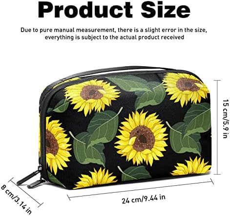 Seyahat Makyaj Çantası Su Geçirmez Kozmetik Çantası makyaj çantası Makyaj çantaları kadınlar ve kızlar için, Ayçiçeği Yaprakları