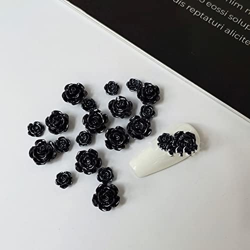 100 adet / grup 3D Kamelya Tırnak Takılar Karışık Tasarım Renkli Siyah Kamelya Nail Art Süslemeleri 6 / 8mm Reçine Manikür