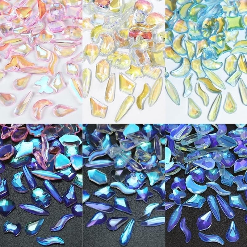3D Lüks Aurora Nail Art Rhinestones AB Nail Art Takı Takılar Flatback Tırnak Süslemeleri Tırnak Rhinestones ve Karakter (Renk: