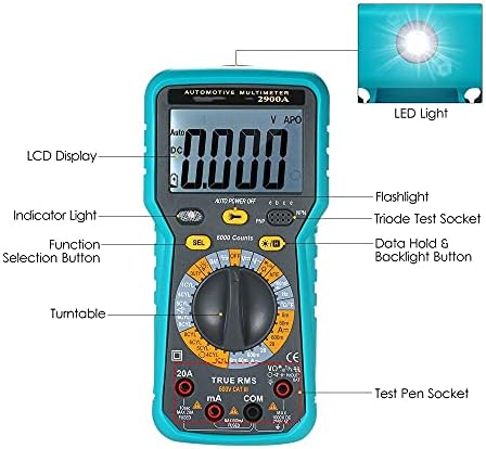 FEER LCD Dijital Otomotiv Multimetre 6000 Sayısı Dijital Multimetre Yüksek Hızlı True RMS Evrensel Test Cihazı El Feneri