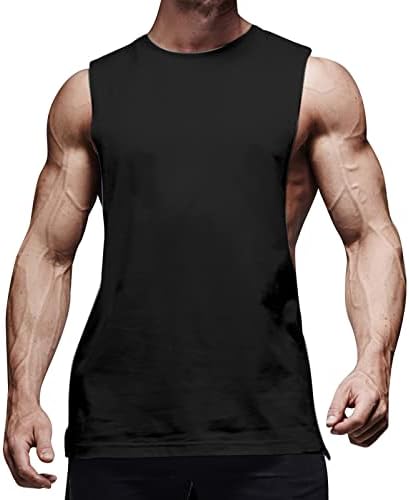Erkek Tankı Üstleri Rahat Klasik kolsuz üstler Düz Renk Egzersiz Vücut Geliştirme Kas T-Shirt Yaz Tankı Tee
