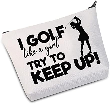 JXGZSO Golf Bayan Ben Bir Kız Gibi Golf Tutmaya Çalışın Kozmetik Çantası Golf Hediye Golf Aksesuarları Anne için Hediye Golfçü