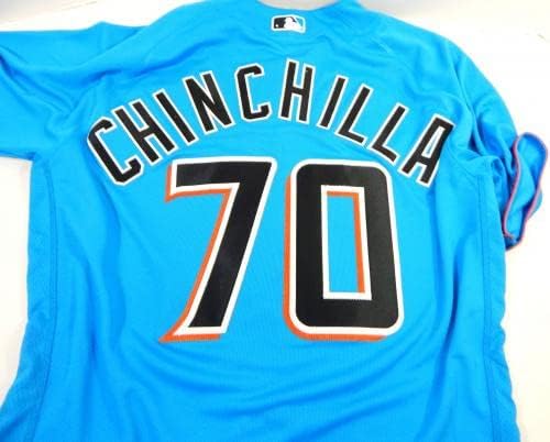 Miami Marlins Jonathan Chinchilla 70 Oyun Yayınlanan Mavi Forma 44 DP22227 - Oyun Kullanılmış MLB Formaları