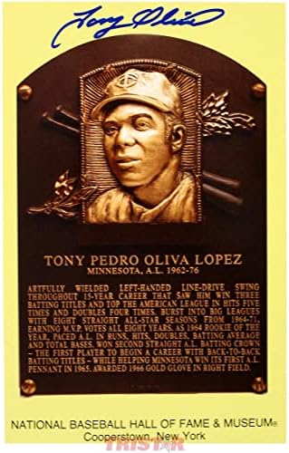 Tony Oliva İmzalı Onur Listesi Plaket Kartpostalı-MLB İmzaları Kesti
