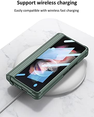 ıçin Samsung Galaxy Z Kat 3 5G Kılıf Kickstand Slayt s Kalem Yuvası ile Cam Ekran Koruyucu Film Manyetik Menteşe Koruma Zırh