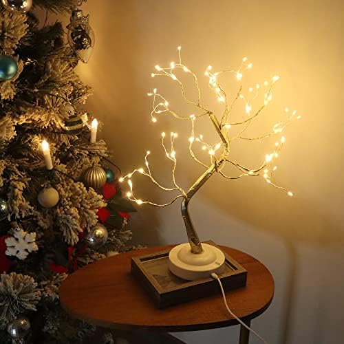 FUCHSUN $ $ $ Led peri ışık ağacı lambası 8 modları Bonsai ağacı ışık ile 108 sıcak beyaz Led pil USB Powered masa ağacı