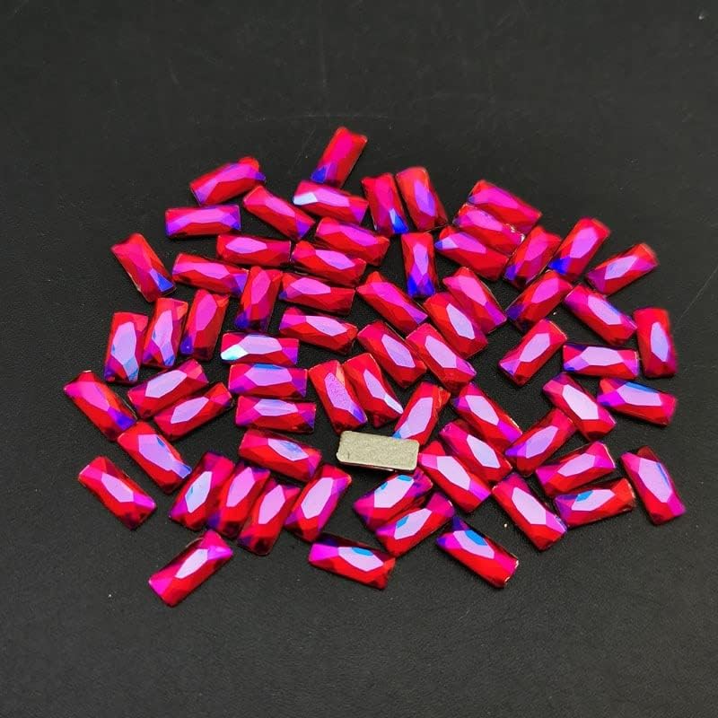 100 adet/torba Kırmızı AB Nail Art Rhinestones Cam Kristal Taş Rhinestones Çivi Sanat - (Renk: 5. 5x6 Kalp)