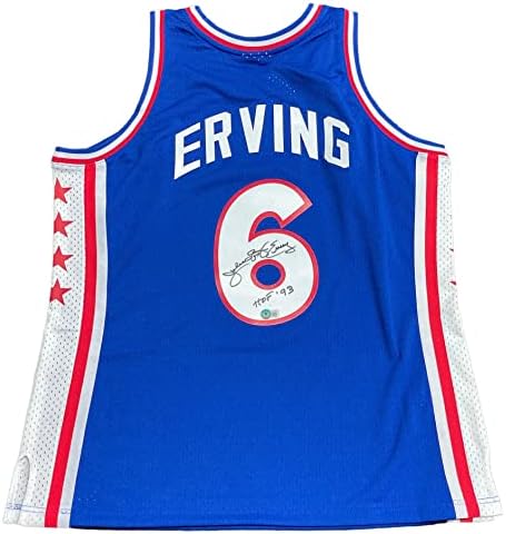 Julius Erving HOF 93 İmzalı Philadelphia 76ers Mitchell & Ness Mavi Forma (Beckett) - İmzalı NBA Formaları