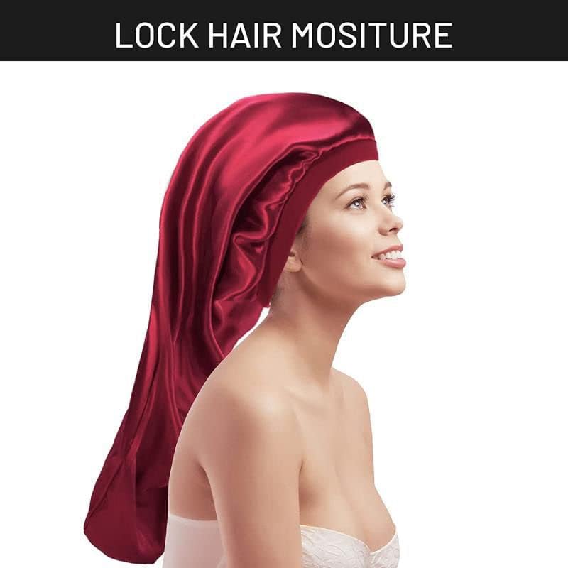8 adet Saten Uzun Kaput Kapaklar Kadınlar için Büyük Saç Boneleri Uyku için Elastik Bant Kaput Şapkalar Uzun Saç ve Dreadlock