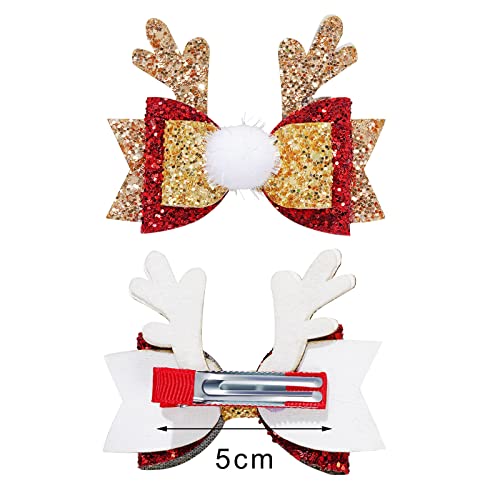 8 adet Noel Kızıl Saç Aksesuarları Noel Headdress Noel Sequins Bow Açık Kahverengi Saç Yay Elk Firkete Glitter Firkete Kız