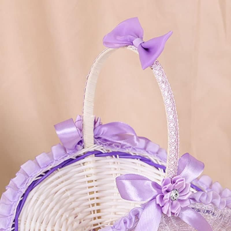 SJYDQ Düğün El dokuması Çiçek Sepetleri Düğün Gelin El Dantel Çiçek Sepetleri Düğün Dekorasyon Depolama Sepeti