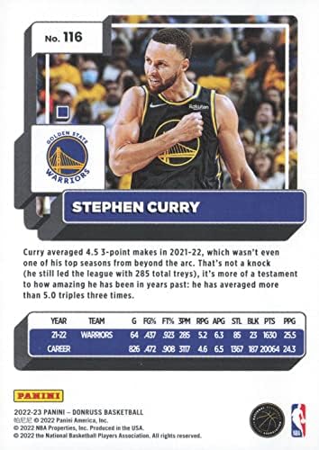Stephen Curry 2022 2023 Donruss Basketbol Serisi Darphane Kartı 116 Onu Siyah Golden State Warriors Formasıyla Resmediyor