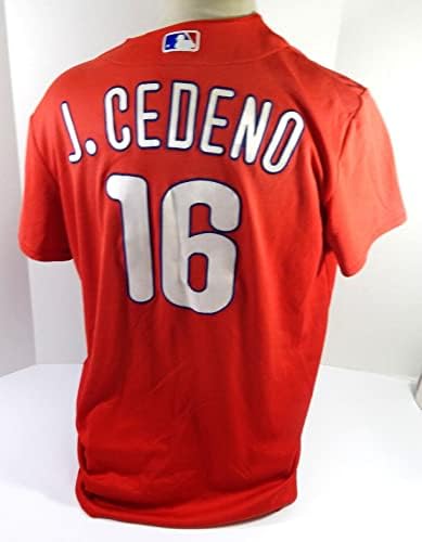 Philadelphia Phillies Jose Cedeno 16 Oyun Kullanılmış Kırmızı Forma E ST BP L DP43837 - Oyun Kullanılmış MLB Formaları