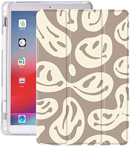 Idocolors Pad Durumda Sevimli Hayalet Yüz Kılıf için 12.9 iPad Pro 2021 Beyaz Anti-Scratch Darbeye Dayanıklı Kalem Tutucu