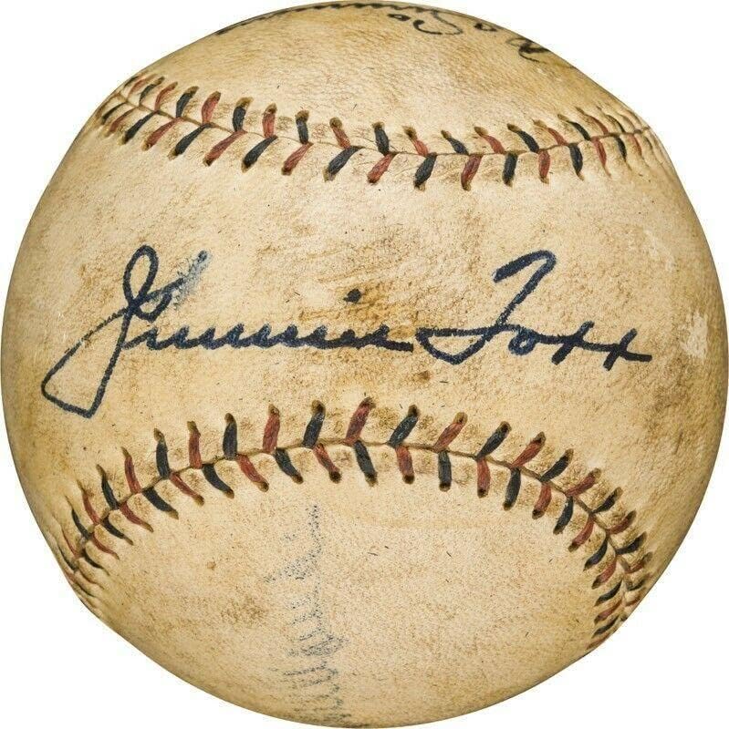 Güzel Jimmie Foxx & Al Simmons Çift İmzalı Beyzbol Cesur Tatlı Nokta PSA DNA İmzalı Beyzbol Topları
