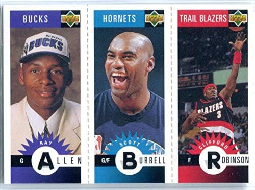 Spor Hatıraları Ray Allen, Scott Burrell ve Clifford Robinson 1996 İmzasız Üst Güverte Birleşik Kart-İmzasız Basketbol Kartları