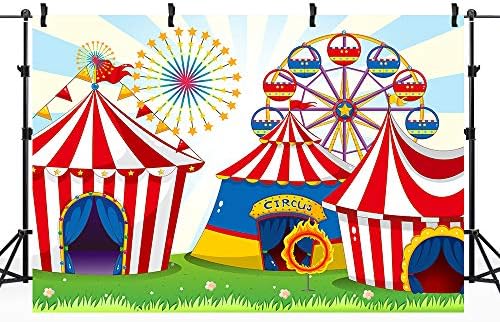 Rıyıdecor Sirk Karnaval Zemin Kumaş Polyester Dönme Dolap Kırmızı Çadır 7 W x 5 H Ayaklar Karikatür Çocuk Fotoğraf Arka Plan