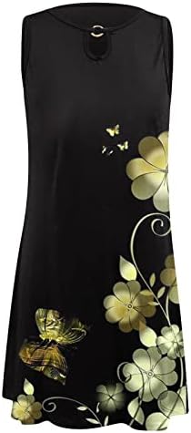 Bayan Ayçiçeği Baskı Plaj Tankı Elbise Bohemian Çiçek Tshirt Elbiseler Kolsuz Yaz Sundress 2023 Tatil Kıyafetleri
