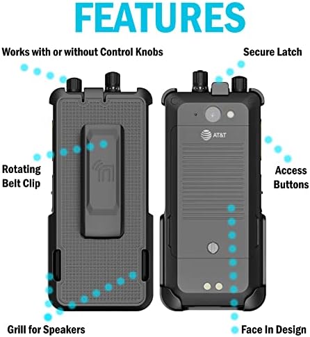Kılıf Sonim XP5 Plus Telefon, Nakedcellphone Siyah [Döner/Mandallı] XP5plus için Güvenli Mandallı Kemer Klipsi Tutucu Kılıf