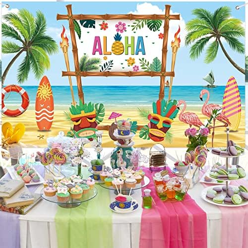 Aloha Tropikal Parti Süslemeleri Plaj Backdrop-Hawaiian Parti Süslemeleri Plaj Parti Süslemeleri Yaz Banner Hawaii Parti