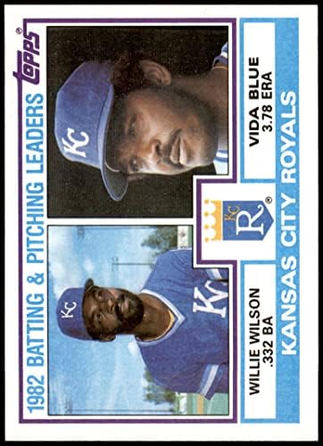 1983 Topps 471 Kraliyet Liderleri Willie Wilson / Vida Mavi Kansas City Kraliyet Ailesi (Beyzbol Kartı) NM / MT Kraliyet