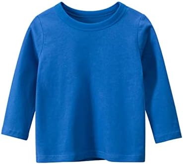 IFOTİME Yürüyor Çocuk Kız Erkek Uzun Kollu Temel T Shirt Casual Tees Gömlek Tops Düz Renk Erkek Paketi (1-Mavi, 3-4 Yıl)