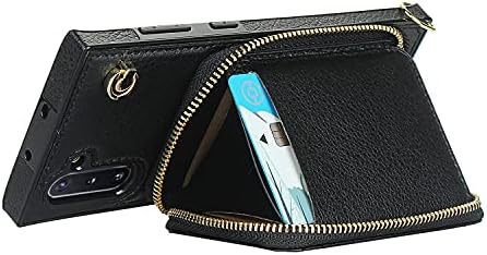 Crossbody Cüzdan samsung kılıfı Galaxy Note 10, Cüzdan telefon kılıfı ile kart tutucu, Kickstand, Manyetik Kapatma, Fermuarlı