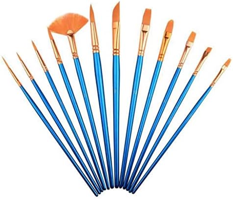 TREXD Sanat Malzemeleri 12 Suluboya Naylon Fırça Guaj Boyama Sıra Kalem Kanca hattı Kalem Yağlıboya Akrilik Fırça Seti (Renk