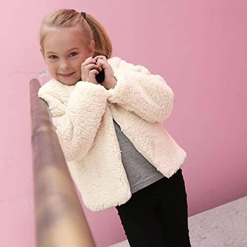 LNGRY Çocuklar Bebek Kız Kış Sıcak Faux Kürk Polar Ceket Ceket Sıcak Dış Giyim Kalınlaşmak Cep Bebek Kız Giysileri Kıyafet