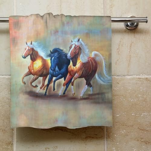 Renkli Atlar Resimleri Lif Havlu 28.7 x 13.8 Yüz Bezleri İnce Elyaf Yüksek Emici Havlu el havluları