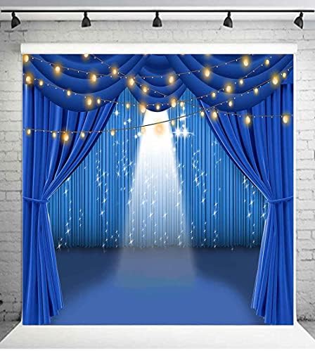 PHMOJEN 10x10ft Sahne Spot Kraliyet Mavi Perde Tiyatro Zemin Müzik Konser Tema Fotoğraf Backdrop Mavi Zemin Perde Bday Düğün
