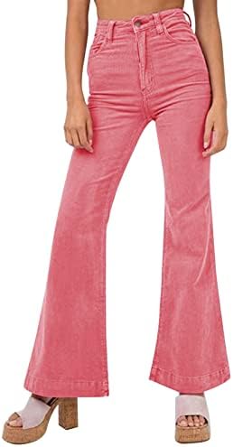 MIASHUI Artı Boyutu Yüksek Bel takım elbise pantalonları Kadınlar için kadın Düz Renk Kadife Flare Pantolon Geniş Bacak Pantolon