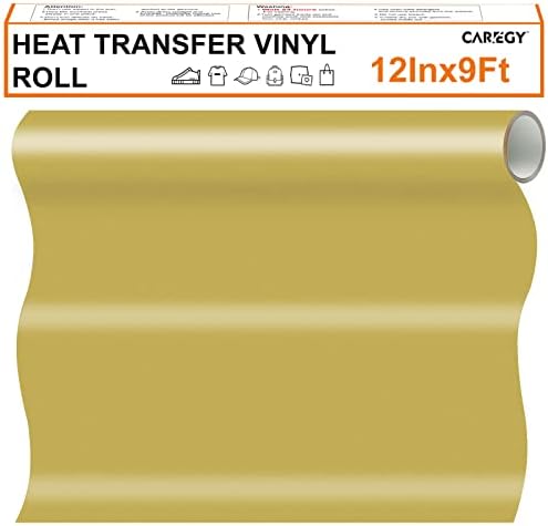 CAREGY demir on vinil ısı transferi vinil rulo HTV (12 x 9',altın)