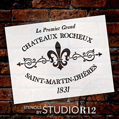 Chateaux Rocheux Saint-Martin-Dheres Stencil by StudioR12 / Fransız Taş Malikane Sanatı Yeniden Kullanılabilir Mylar Şablonu