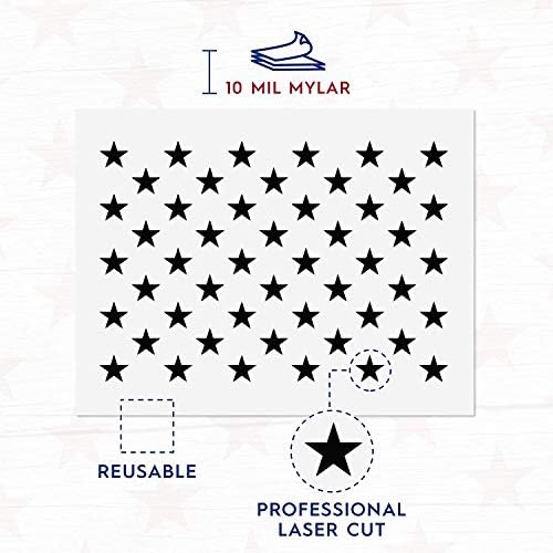 50 Yıldız Şablon Şablonu - Amerikan Bayrağının Yeniden Kullanılabilir Anma Günü Şablonu Başkan Günü Süslemeleri için 50 Yıldız