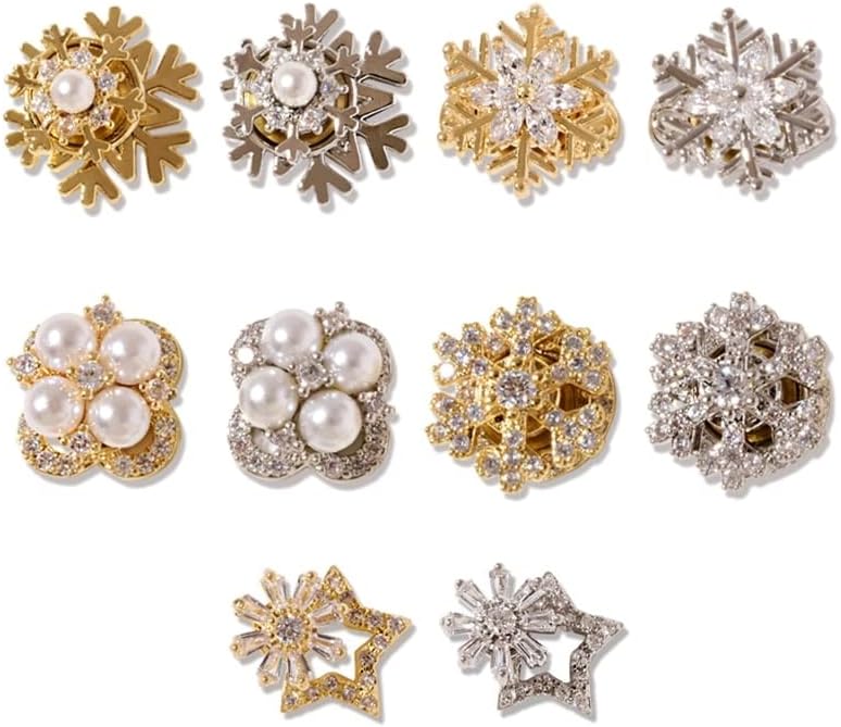 Dönen Kristal Tırnak Dekorasyon Altın / Gümüş Spin Rhinestone Glitter Tırnak Takılar Dönen Rotasyon Tırnak Kar Tanesi - (Renk: