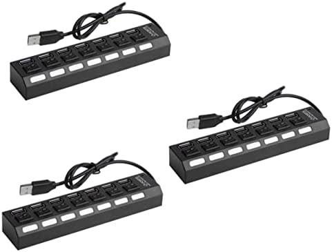 SOLUSTRE USB Hub Hub şarj göbeği 3 adet Yüksek Anahtarı Hub Ac Adaptörü ile Çok Siyah girişli şarj cihazı Açık / Kapalı Güç