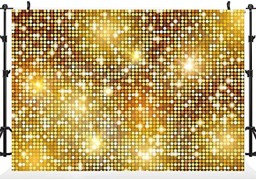 Hilioens 5×3ft Altın Mutlu Doğum Günü Zemin Glitter Altın Bokeh Soyut Arka Plan Düğün Yıldönümü Emeklilik Parti Süslemeleri