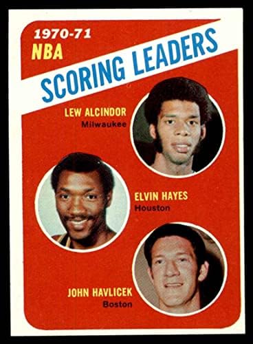 1971 Topps 138 NBA Skor Liderleri Lew Alcindor/Elvin Hayes/John Havlicek Milwaukee/Houston/Boston Bucks/Rockets / Celtics