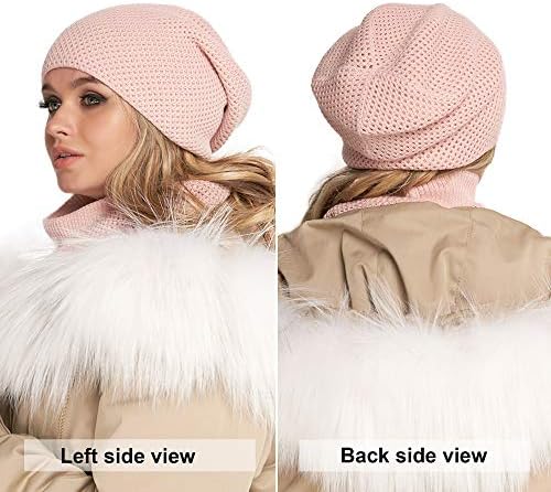 Braxton Şapka ve Eşarp Seti Kadınlar için Örgü Kış Düz Bere Boyun İsıtıcı Yün Polar Kap Infinity Eşarp
